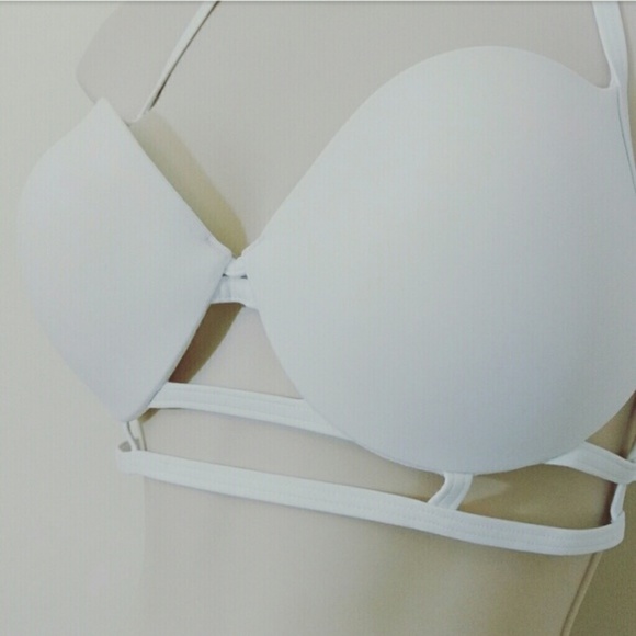 CLEARANCE!  NWOT VICTORIA SECRET PINK WHITE BIKINI TOP SIZE L - Picture 4 of 5